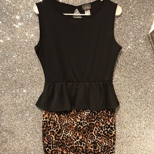 Dots💕Black&Leopard mini dress
